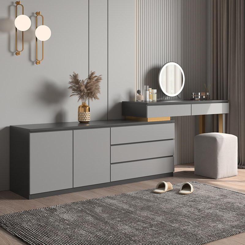 定制轻奢卧室梳妆台收纳柜一体伸缩网红化妆桌现代简约多功能ins