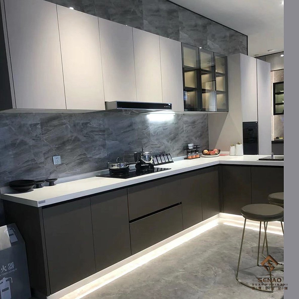 橱柜定体整制厨房厨柜代做高光pet衣柜门q现定简约轻奢橱房.