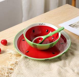 的自带硼砂西瓜碗做泥碗 小儿工具网红餐具抖音同款水果沙拉碗.