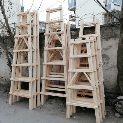 新品实木木梯装修木头梯子登高人字梯工程水电梯加粗加厚双侧人字