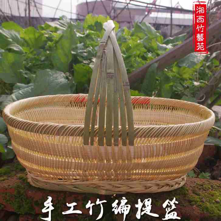 手工竹编制品 竹篮子家用菜篮日式餐F具手提篮 粽子水果鸡蛋礼盒