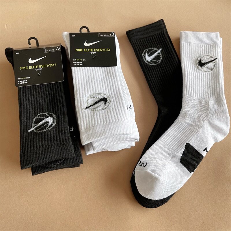 nike耐克三双装篮球袜精英袜男女运动跑步毛巾底减震纯棉吸汗袜子