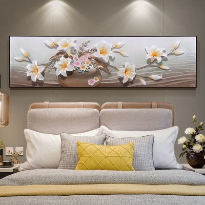 新品卧室3d立体美式家庭无框壁画浮雕装饰画现代简约床头横版