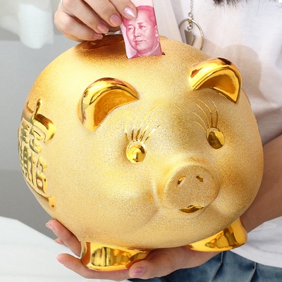 陶瓷金猪存钱罐家居图片