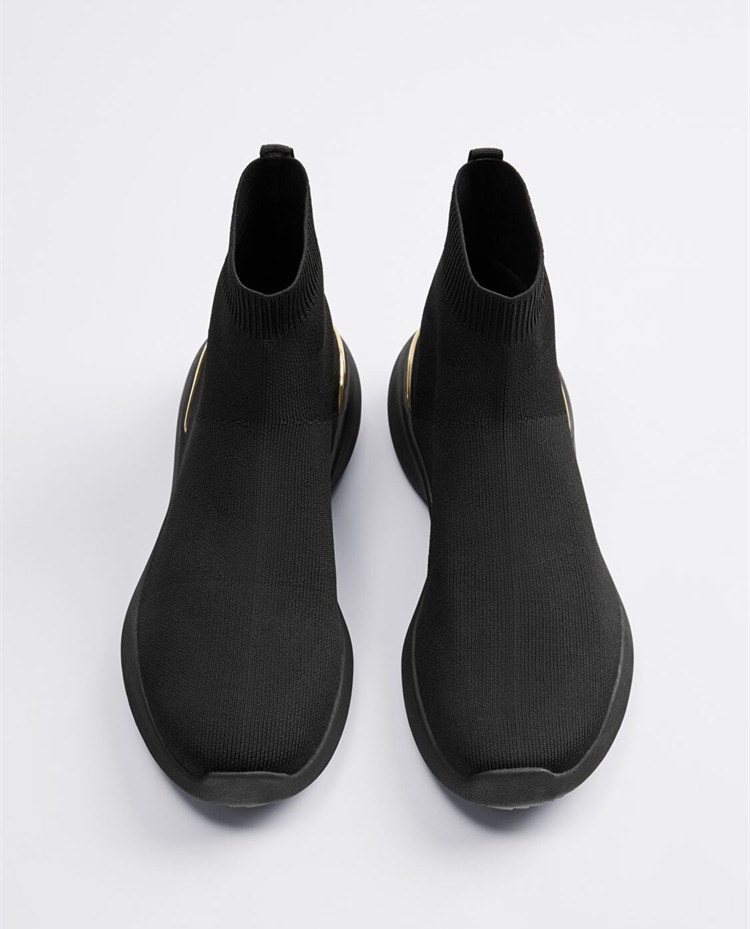 欧美新款弹力袜子休闲男鞋百搭黑色镶饰袜式运动鞋12102620040