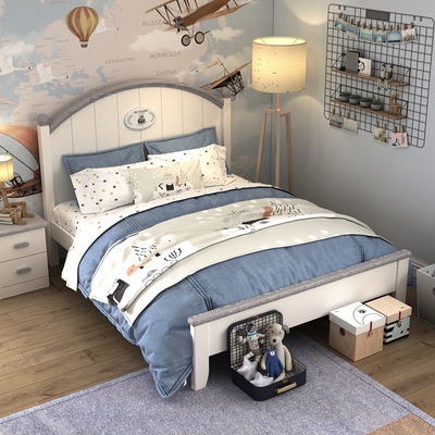 实木儿童床男孩单人床1.q2米床北欧实木床1.35米床青少年床男生