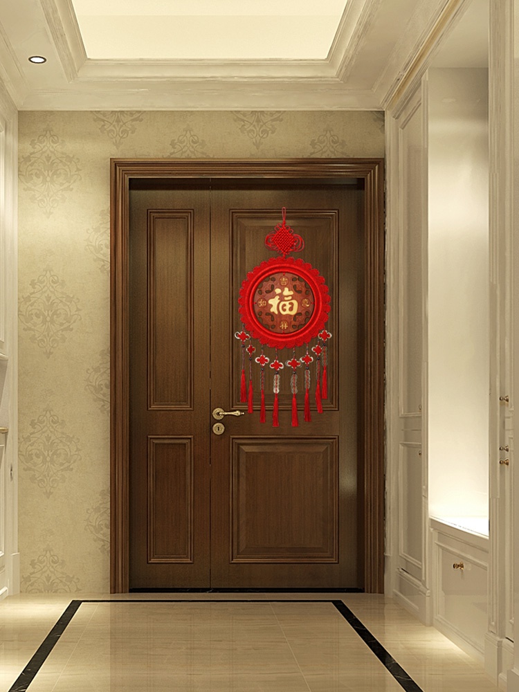 桃木中国结挂件招财福字客厅大号玄关喜庆新年红色装饰新中式挂