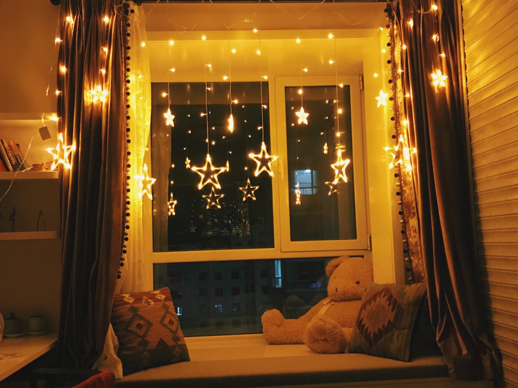 星星灯房间装饰led小彩灯闪灯串灯满天星窗帘灯挂灯五角星网红