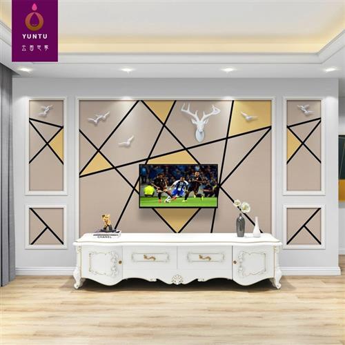 网红北欧电视背景墙壁纸客厅影视墙d布现代简约几何3d立体定制