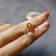 【飞星】S925银冰种橘色黄龙玉髓素面长条形戒指艳丽典雅指环