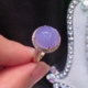 S925纯银天然玉髓冰种镶嵌蛋面紫罗兰戒指指环女高端奢华大方典雅