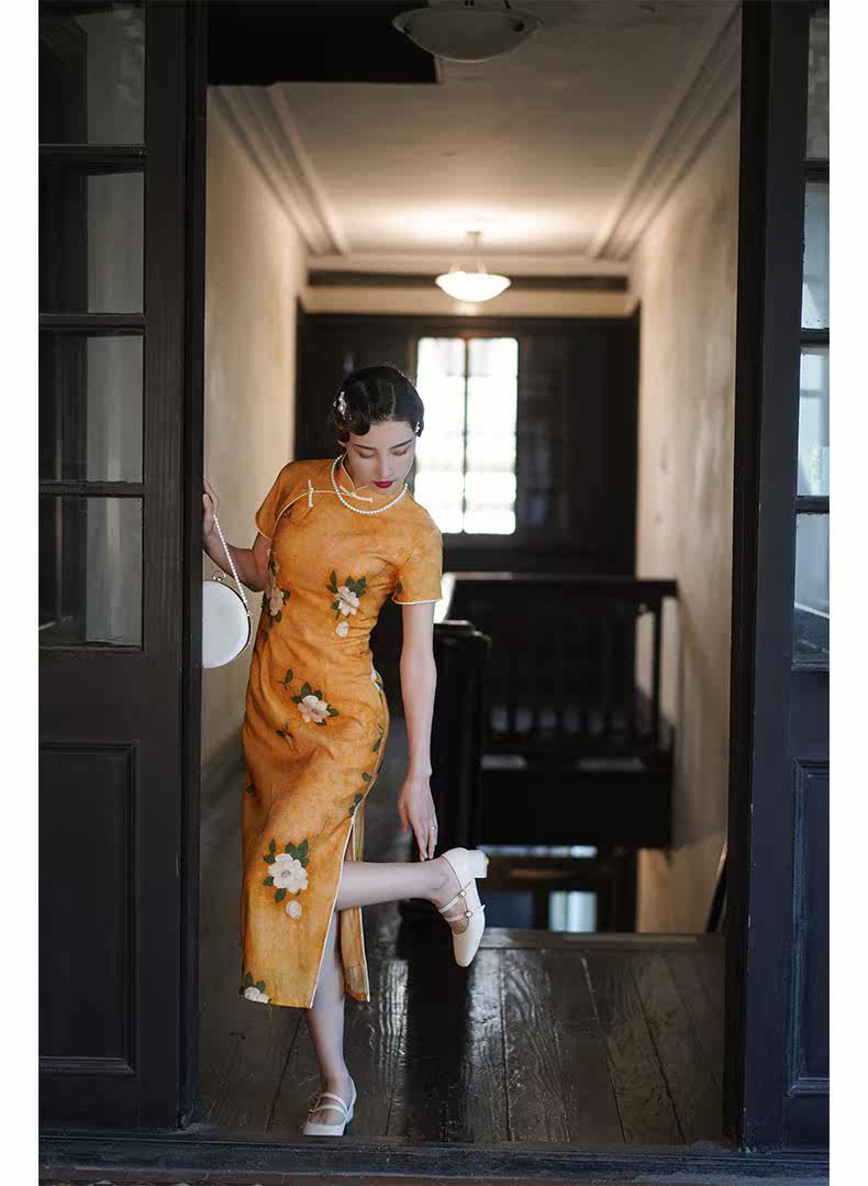 二三弄堂改良旗袍老上海民国复古长款年轻气质少女日常可穿文艺优