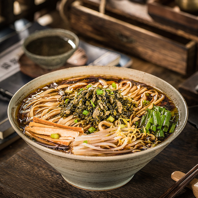 华秀雪菜肉丝面镇江锅盖面非油炸手工碱水面新盒装懒人速食早餐面