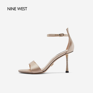 Nine West/玖熙时装凉鞋女夏季新款包跟性感一字带超高跟女鞋时尚