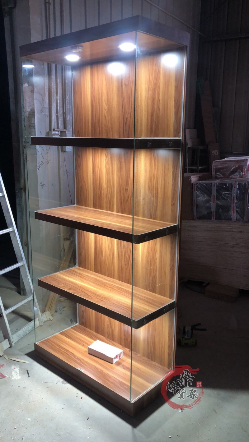 手办实木雕像gk收藏品展示架模型高达奖杯玩具玻璃陈列柜货架小