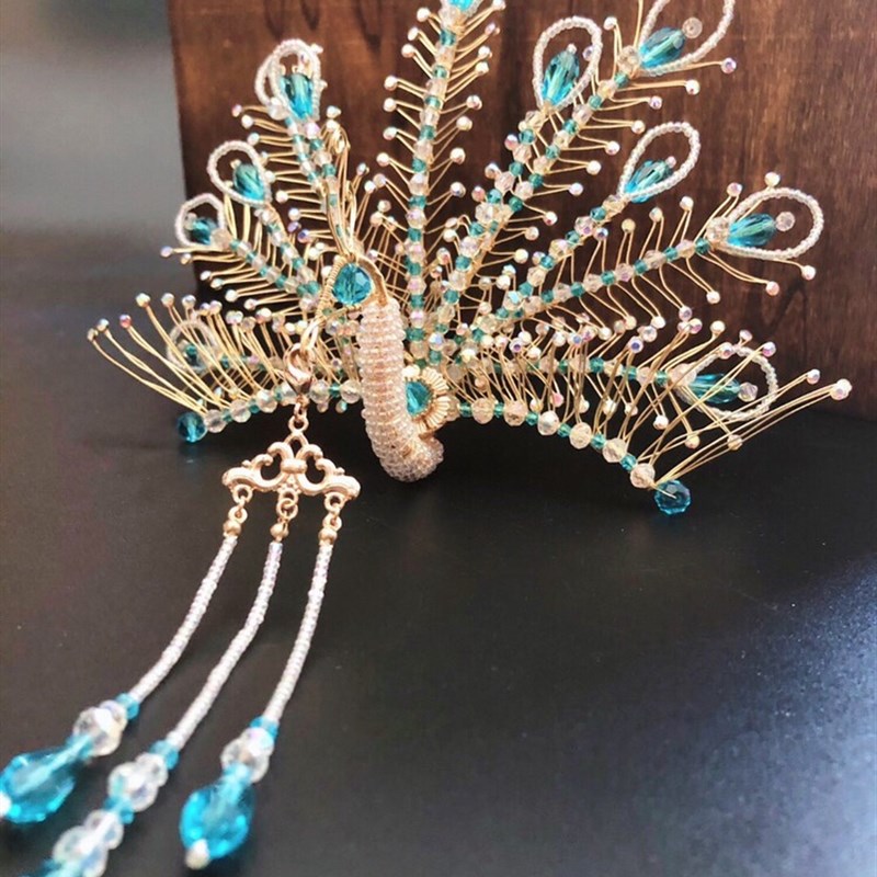 金丝凤正凤五尾凤钗发冠汉服配饰古装头饰红楼梦凤簪纯手工制作