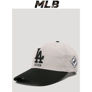 正品潮牌MLB棒球帽男女春夏烟灰色遮阳鸭舌帽道奇调节LA嘻哈帽子