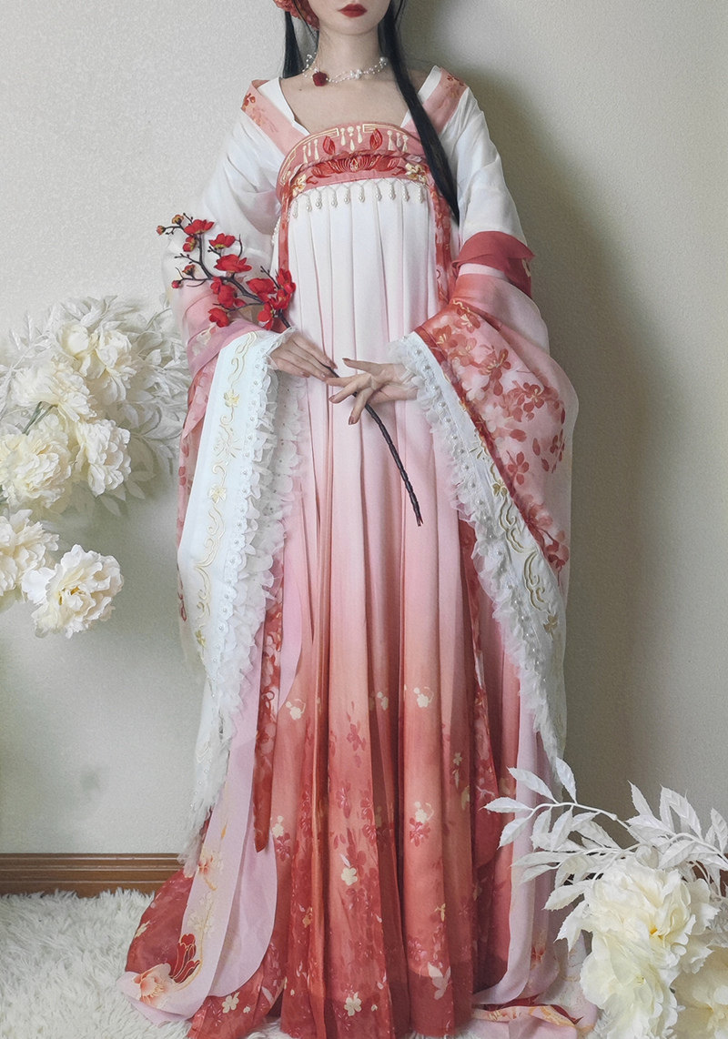 花神记原创汉服女齐胸南北朝梅花神春季飘逸仙女裙—梅花仙露