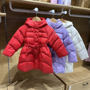 商场正品水孩儿童装女童中长款羽绒服冬季新款淑女中大童保暖外套