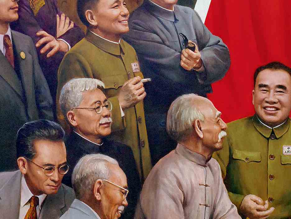 刘宇一开国大典共铸乾坤办公会议室横版大幅伟人背景墙壁装饰油画