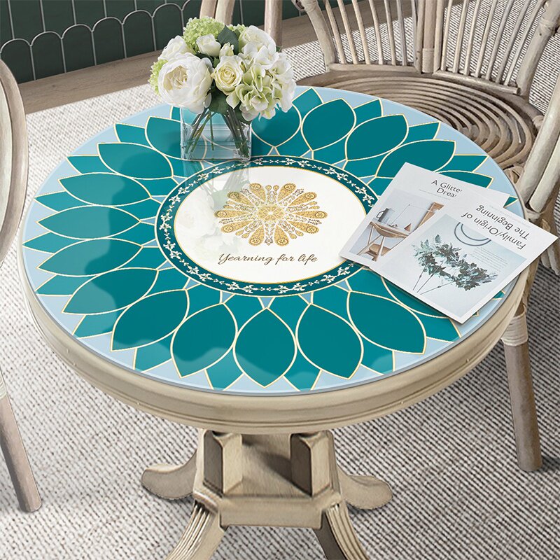 欧式圆桌桌垫圆形西餐桌布高档防水防油防烫北欧轻奢网红软玻璃