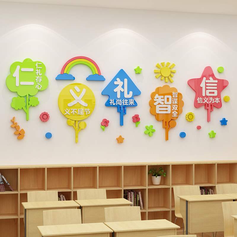 学校幼儿园儿童辅导文化墙教室布置托管班级楼梯道背景墙贴面装饰