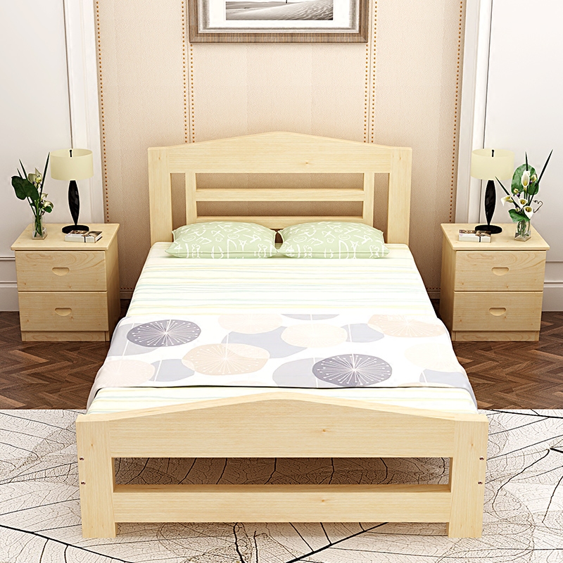 北欧实木床松木单人床1.2米 主卧r单人床成人 木板床1.5米双人床