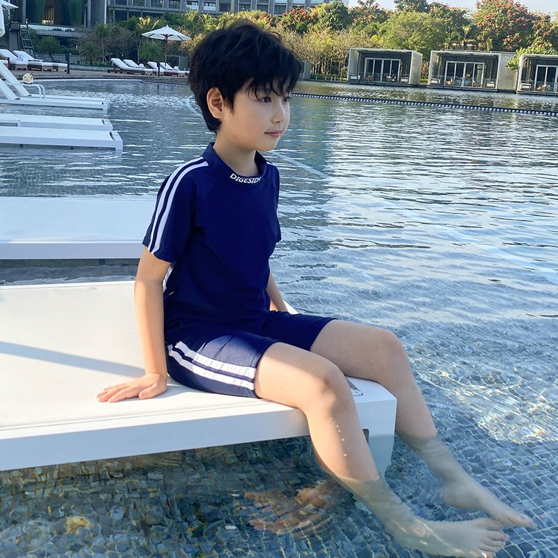 男童儿童泳衣分体防晒泳装男孩速干中大童学生游泳衣短袖泳裤u套