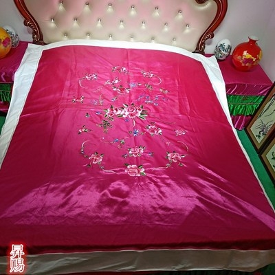 真丝缎绸缎绣花刺绣陪嫁被套杭州丝绸软缎被面被罩婚庆结婚喜被.
