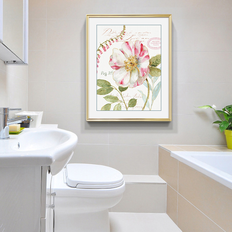 现代美式简约卫生间防水挂画洗手间浴室厕所wc装饰画花卉壁画