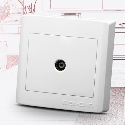 明装墙壁开关插座面板有线闭路tv插座单电视插座明线盒走明线超.