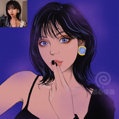 欧美风手绘头像写实暗黑风插画q版形象设计真人照片卡通漫画定制