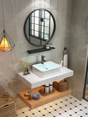 大理石浴室柜小户型北欧洗脸洗手盆池卫浴柜组合卫生间洗漱台面.