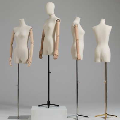服装店模特道具女半身橱窗架子直播假人模型衣服展示架带手人体