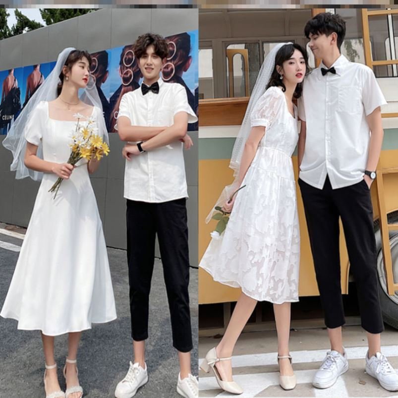 领证登记情侣装裙子2021新款潮流不一样适合领证穿的拍结婚照服装