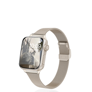 适用iwatch8苹果S9手表S8表带Applewatch9米兰尼斯S7金属7夏SE高级S6新款ultra6代小众5运动4男女智能watchs