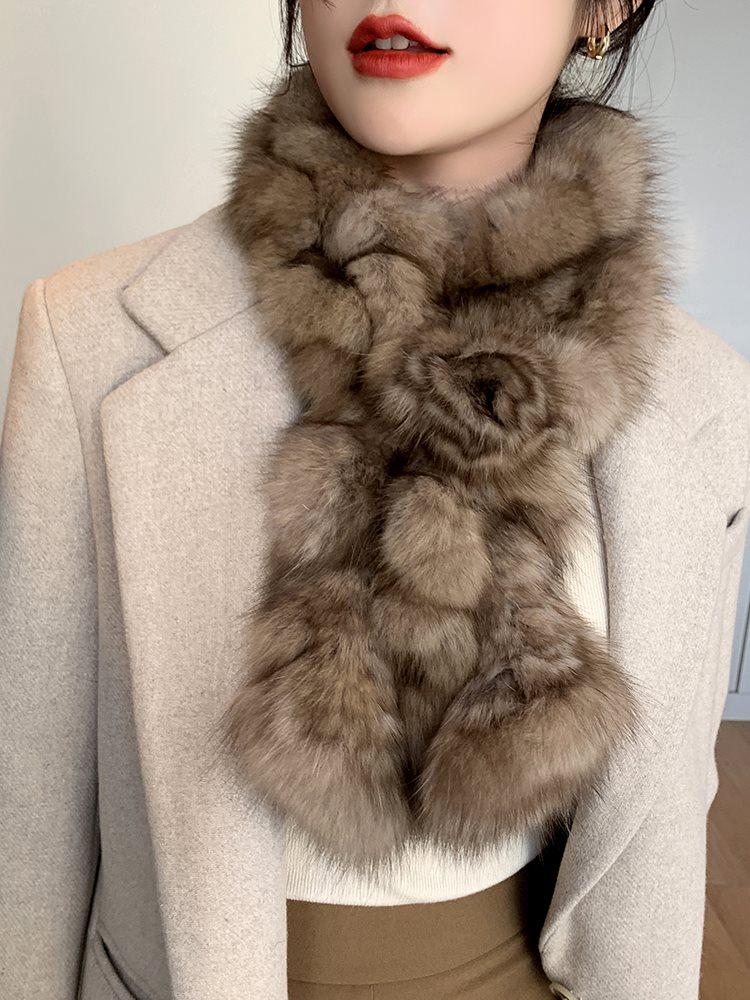 皮草的秘密高端紫貂毛围巾花朵皮草围巾女皮草毛领子真毛毛围脖