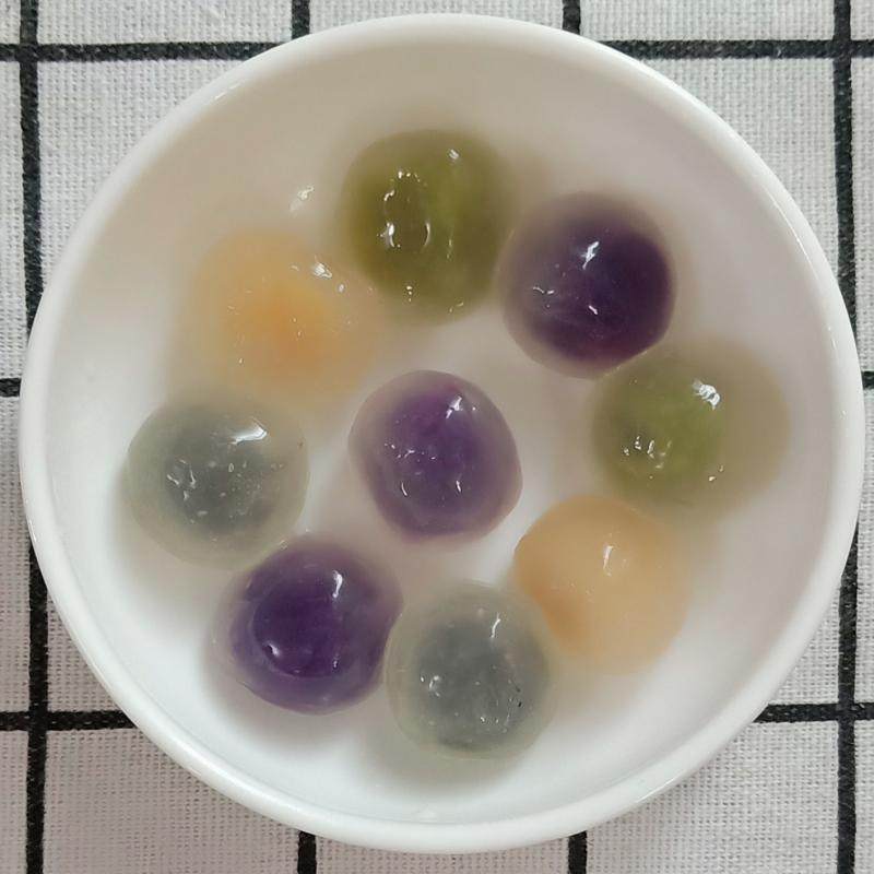 钻石小圆子水晶迷你透明小汤圆甜品原料500克彩色包馅紫薯花生