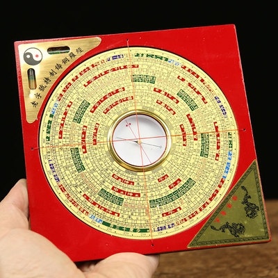 香港老字号综合罗盘万福堂高精度纯铜专业二十四山向罗盘八寸通.