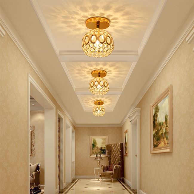 欧式走廊灯过道灯水晶灯家用大气玄关灯创意入户花园吸顶灯阳台.