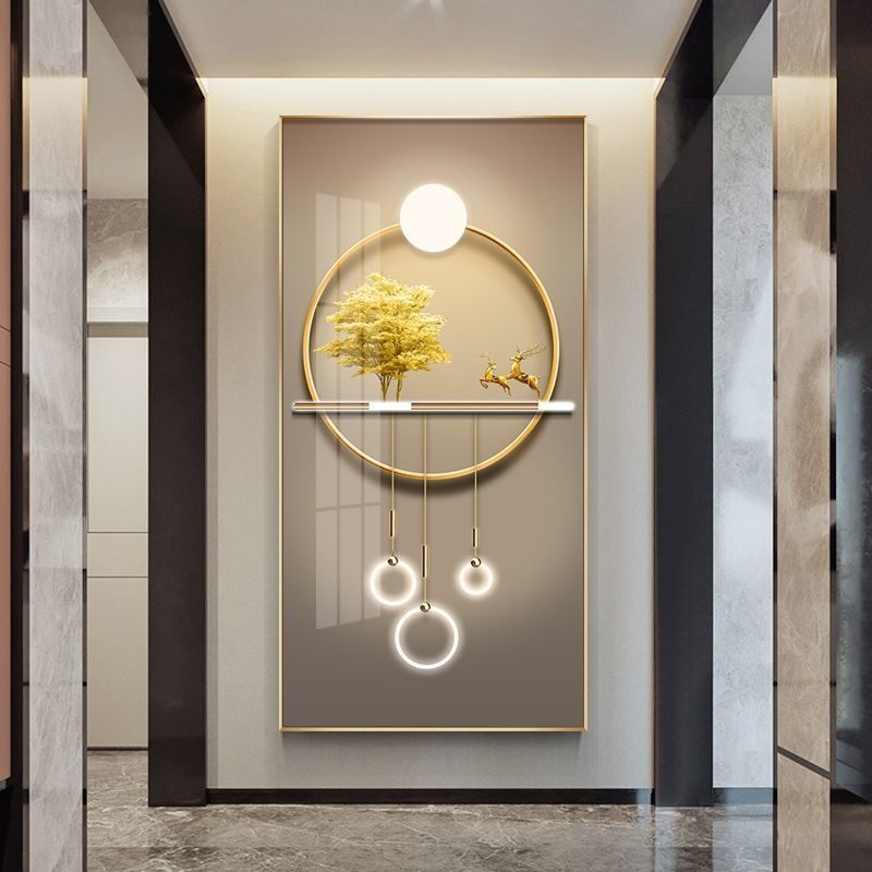 进门正对墙贴画入户门玄关画轻奢高级感餐厅装饰画高档壁画小众