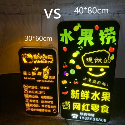 定制水果捞电子灯箱玻璃门吊挂高亮项目水果店挂壁式广告招牌优选