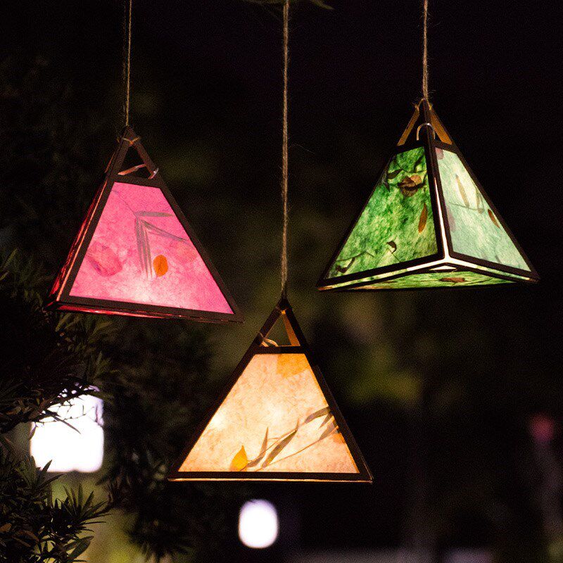 纸灯笼手提古风折叠元旦手工灯笼新年装饰花草宣纸元宵节花灯