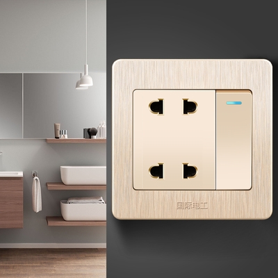 86暗面板墙壁四孔带一电源二二开关双插座装插座型插开4家用