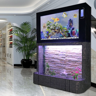 新品鱼缸玻璃客厅免换水幕墙1.2米大型玄关生态过滤乌龟流水族箱