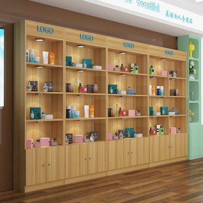 置物架小商品货品鞋架家用中间木柜美甲店店铺展架展示柜组合样.