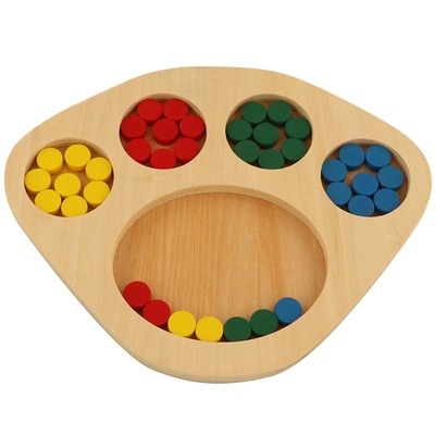 蒙氏感官教具分类木托盘小圆片蒙特蒙台梭利早教幼q儿园玩具
