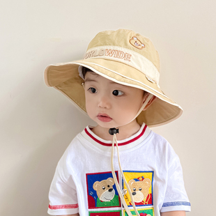 儿童遮阳帽男孩宝宝帽子夏季薄款渔夫帽男童男宝防晒帽防紫外线