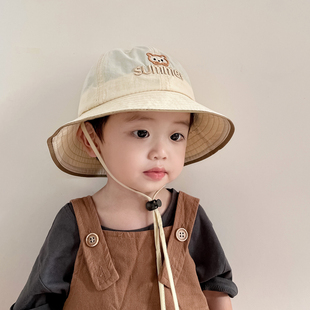 宝宝防晒帽夏季薄款婴儿帽子速干渔夫帽一岁男宝遮阳帽太阳帽2