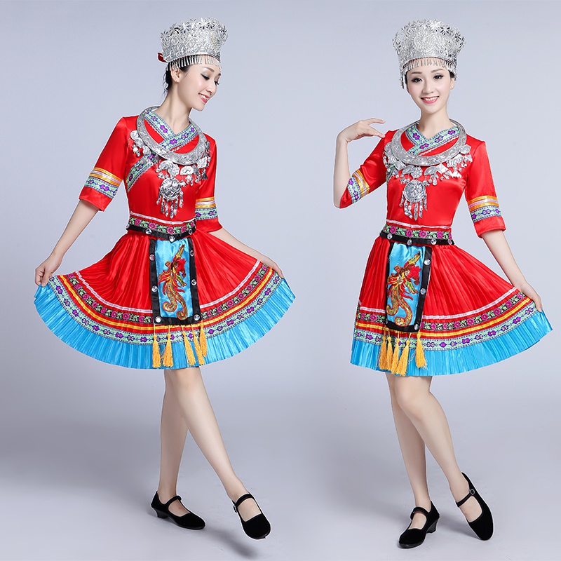 苗族舞蹈演出服女中国风少数民族服装成人云南湘西土家族表演服饰